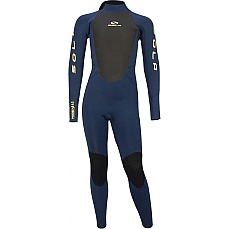 Sola Kids Pheonix 4/3mm Back Zip Wetsuit - Navy/Yellow Sola Kids Pheonix 4/3mm Back Zip Wetsuit - Navy/Yellow